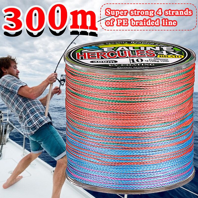Super Strong Braided Line 300m 4 Strands PE Braid 10/15/30/55/80/130lbs 4.5300 Meters