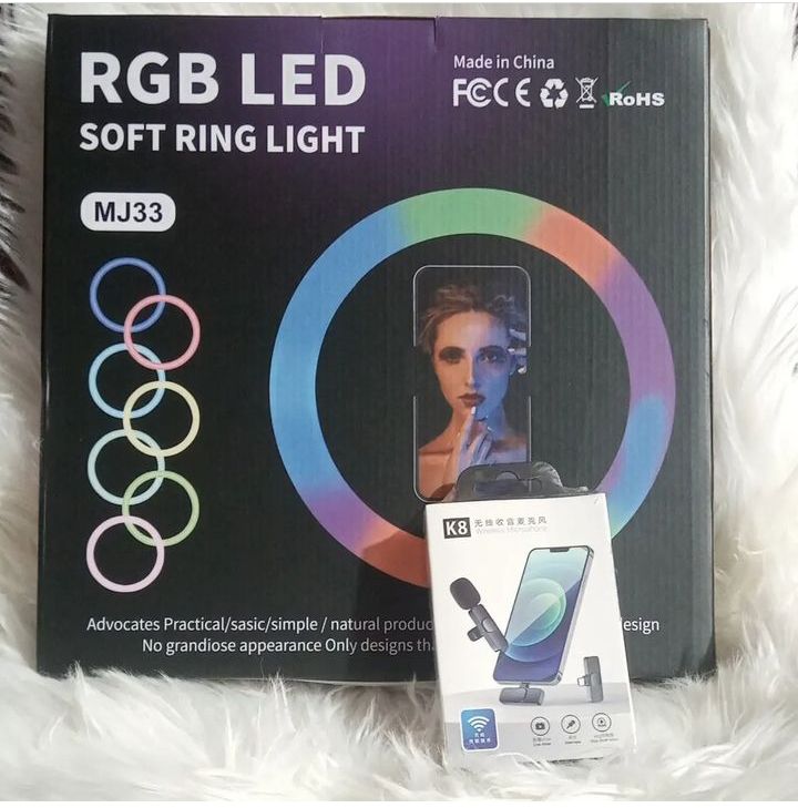 RGB 13 Inches RGB Led Ring Light With Wireless Microphone