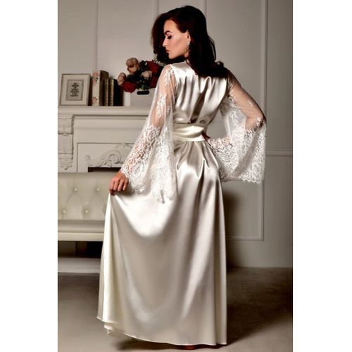 Meihuida Women Sexy Lingerie Hot Silk Robe Pajamas Nightdress Nightwear Stain Long Solid Nightgown Sleepwear Underwear White