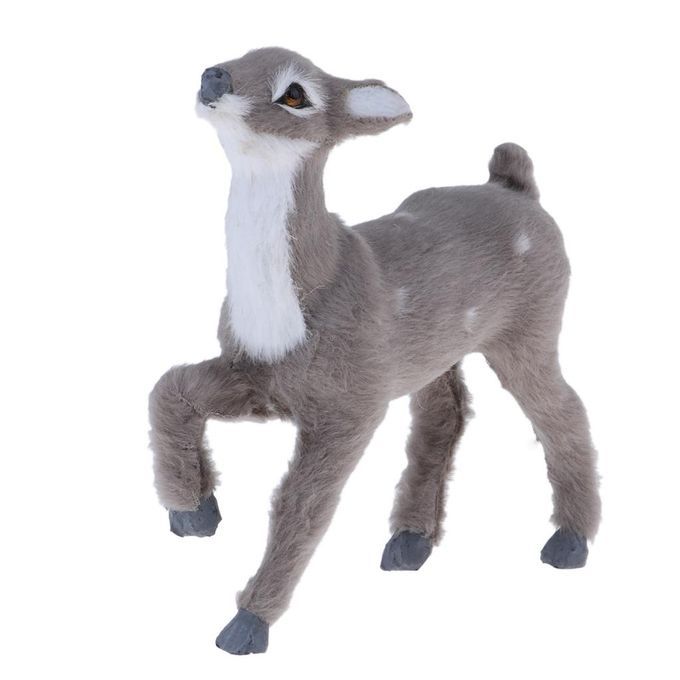 Simulation Christmas Elk Plush Reindeer Model Toy Grey Female Stand