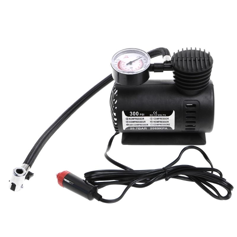 1Pc 300 PSI DC 12V Auto Car Portable Mini Air Compressor Electric Tire Inflator Pump W/Gauge
