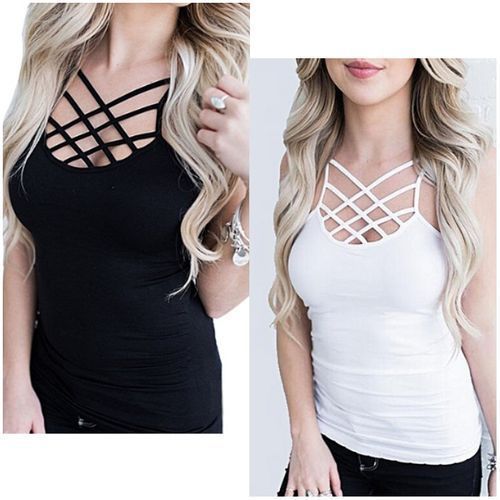 Ladies Cotton Camisole Top- 2 In 1 Black And White