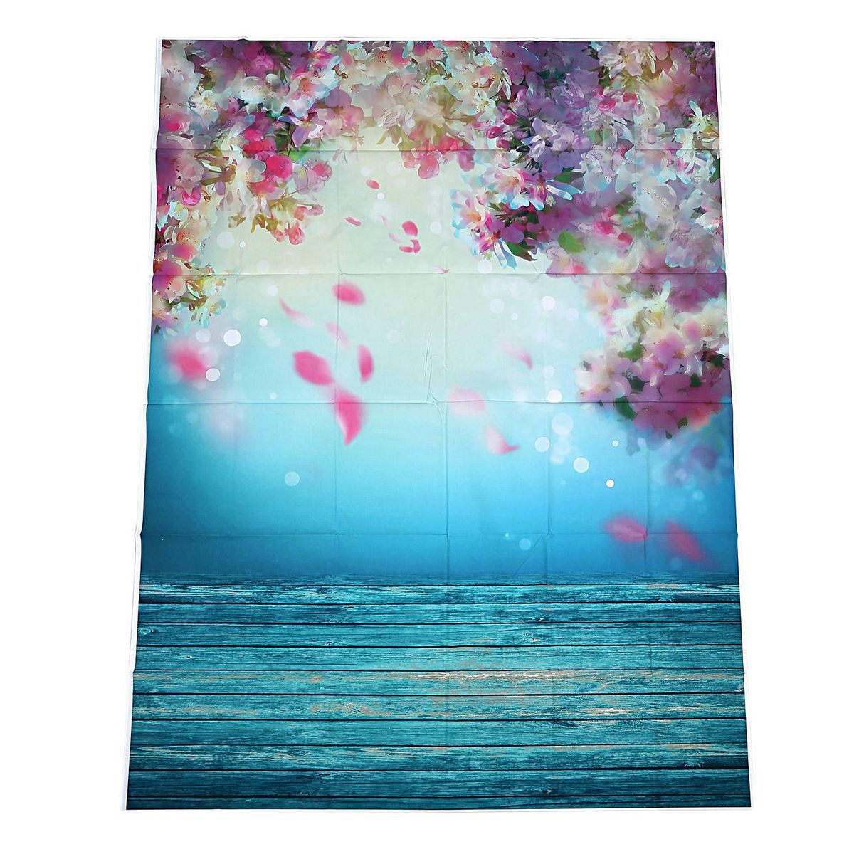 5x7FT Blue Theme Peach Blossom Petals Newborns Children Thin Vinyl Photography Backdrops Indoor Studio Computer-printed Seamless Background Photo Props