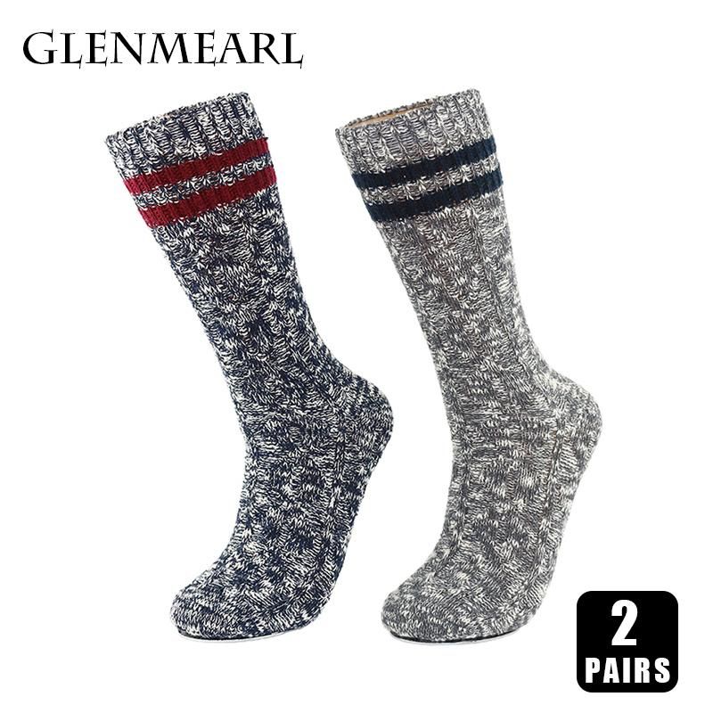 2 Pairs Cotton Socks for Men Winter Thick Warm High Quality Compression Soft Casual Comfortable Middle Tube Sock Male Boot Socks