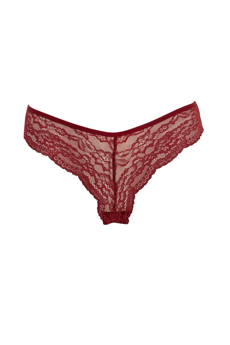 Women-  Brazillian Underwear Slip-Ruby Red