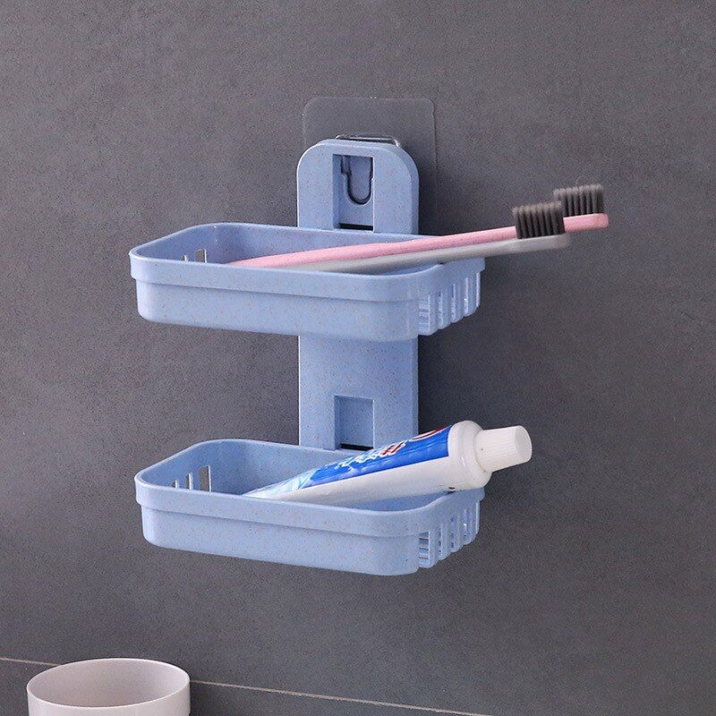 Shower Soap Dish Bathroom Double Storage Basket Soap Holder