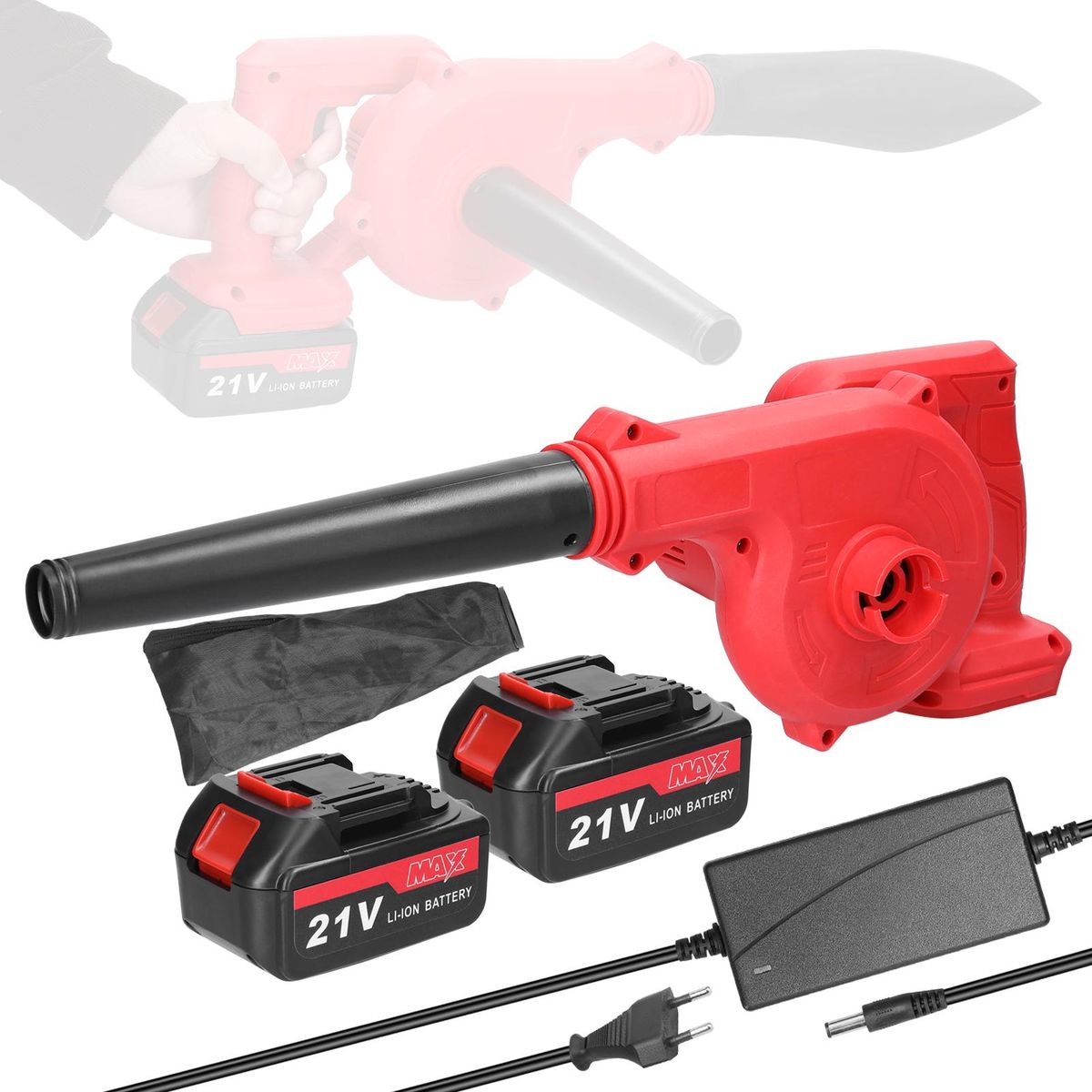 High-Power Electric Blower Strong Wind Air Blower Stepless Speed Change Dust Removal Fan Handheld Lithium Battery Home Courtyard Snow Cleaner Power Tool