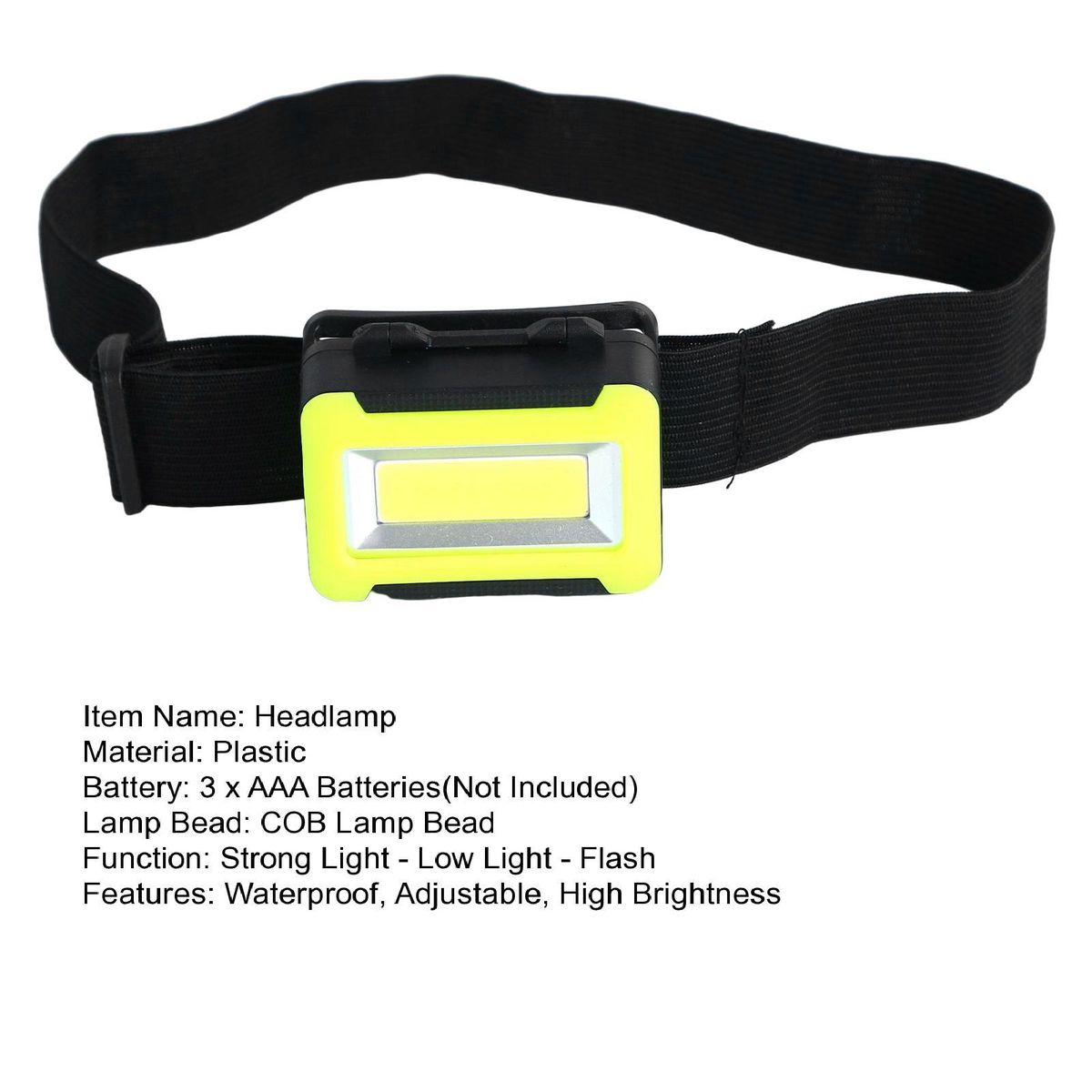 Head Light Ultra Bright COB Camping Head Lamp Yellow