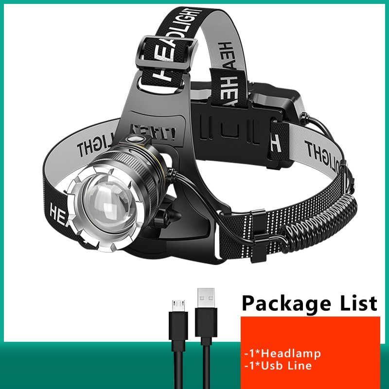 XHP120 Headlamp R 1000000LM Headlight With Built-in Battery Flashlight USB Rechargeable Head Lamp