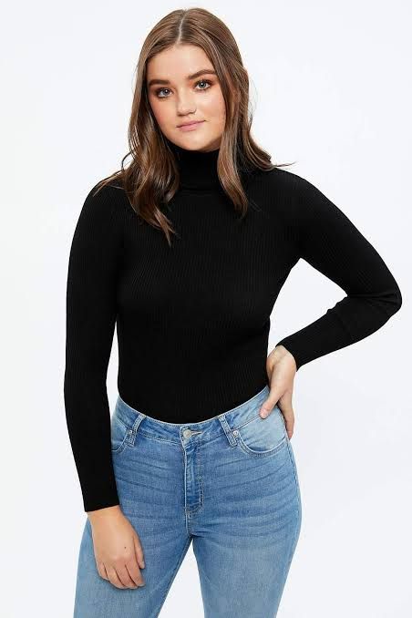 Lydiaz Trendy Turtle Neck Long Sleeve Top Black