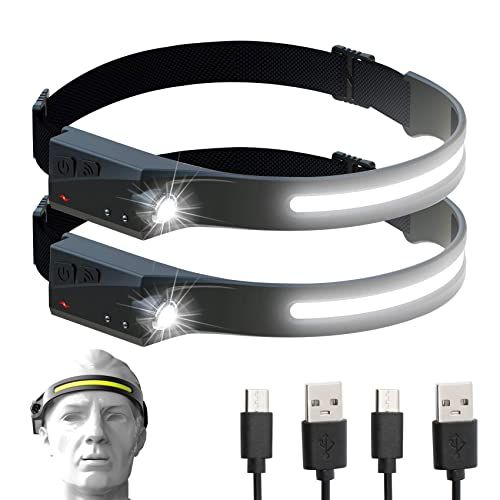 2 Pack Rechargeable LED Headlamp With 230 Illumination Water