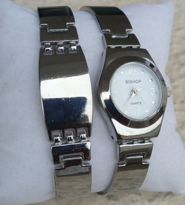 2 In 1 Full Steel Women Wristwatch With Bracelet-silver