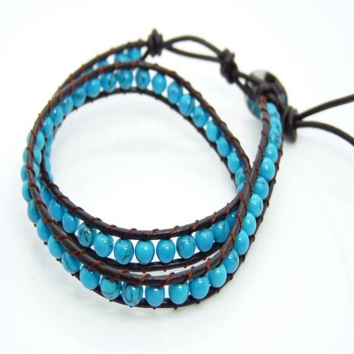 Men/Women Weaving Leather Strand Bacelets Wrap European Bead Bracelets Jewelry