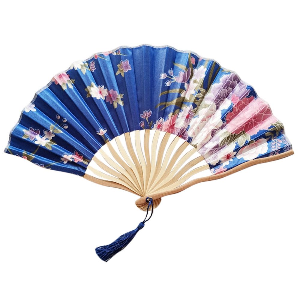 Party Style Summer Paper Flower Colorful Dropshipping Held Bamboo Fan Chinese/Spanish Folding Dance #H30 Gift Hand Wedding