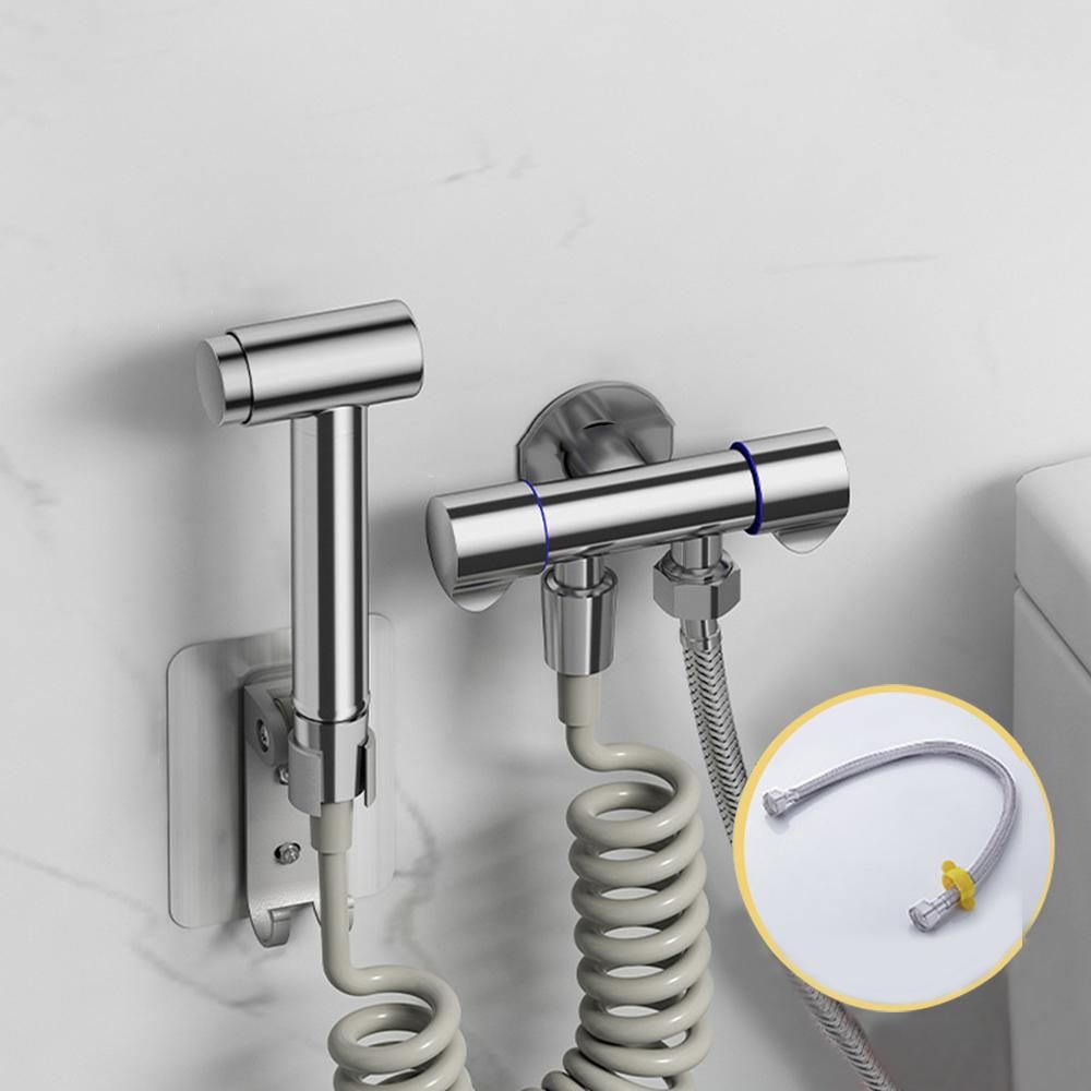 Bidet Sprayer Set Bidet Sprayer for Toilet   Bidet Sprayer Kit Stainless Steel Bidet Attachment for Toilet and Wall Mounting Options, Multifunctional   Bidet for Personal Washing, Cleaning Things.(Silver-B)