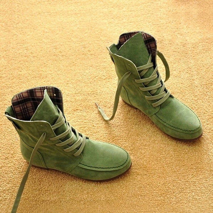 Ladies Boots Round Toe Flat Shoes