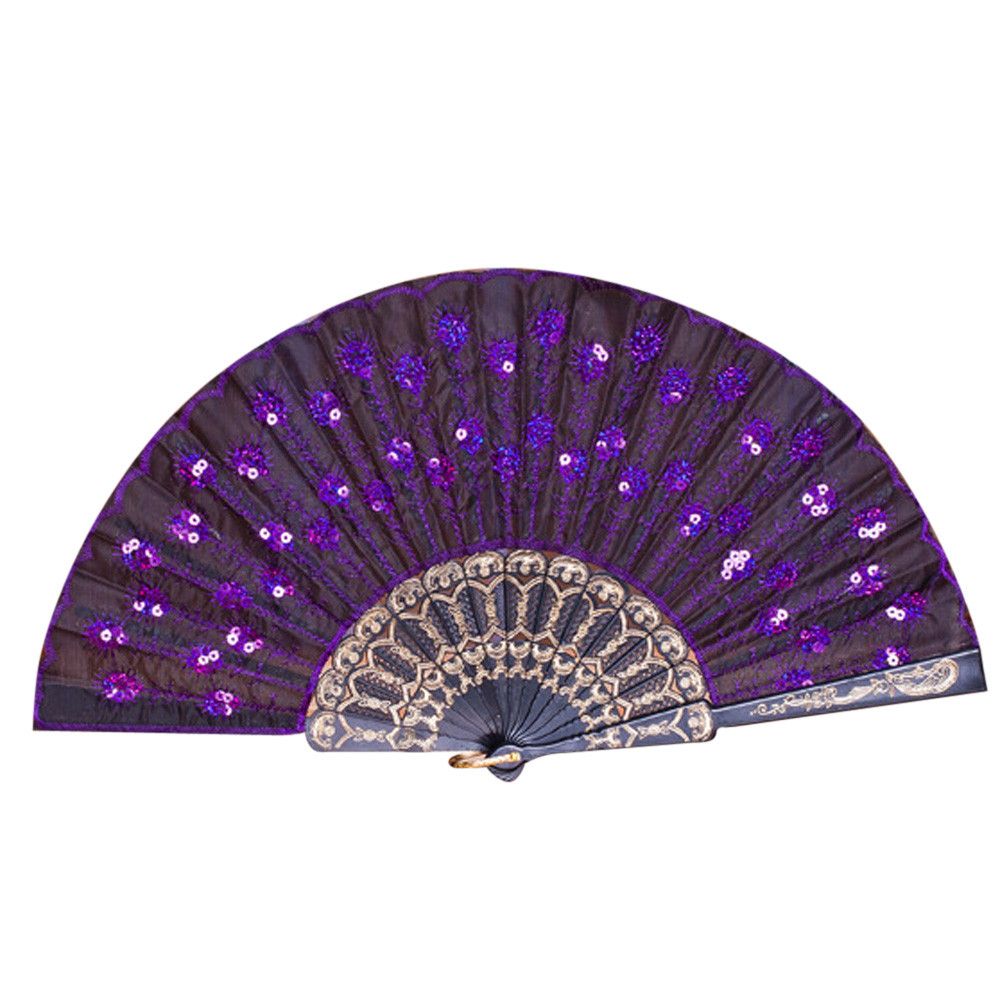 Peacock Danc Prom 8 30^Fan Hand Party Sequin Types Held Pattern Wedding Dance Embroidered Folding