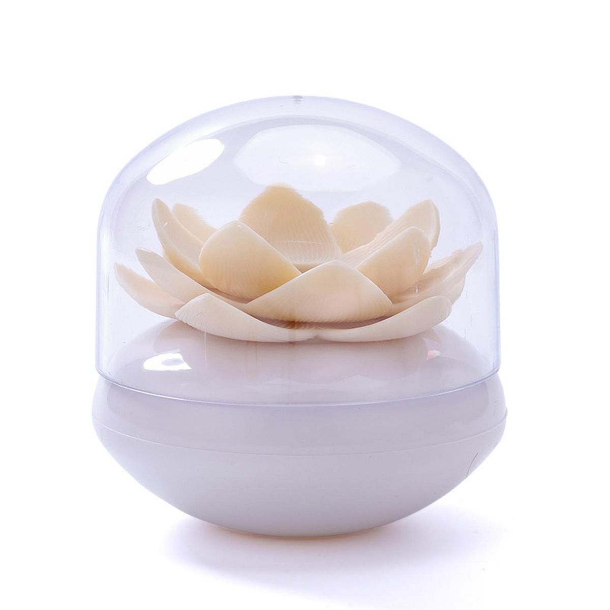 Cotton Swab Holder Lotus Shape Toothpick Cotton Swab Organizer Apricot