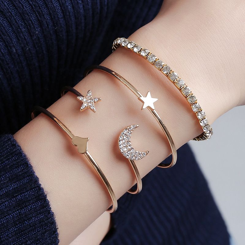 4Pcs/Set Women Bracelets Women Jewelry Fashion Accessorries-Gold