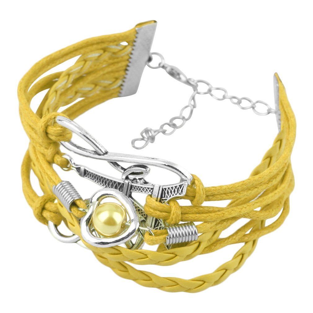 Vintage Eiffel Tower Cuff Friendship Bracelet Multilayer PU Leather Bangle-multicolor