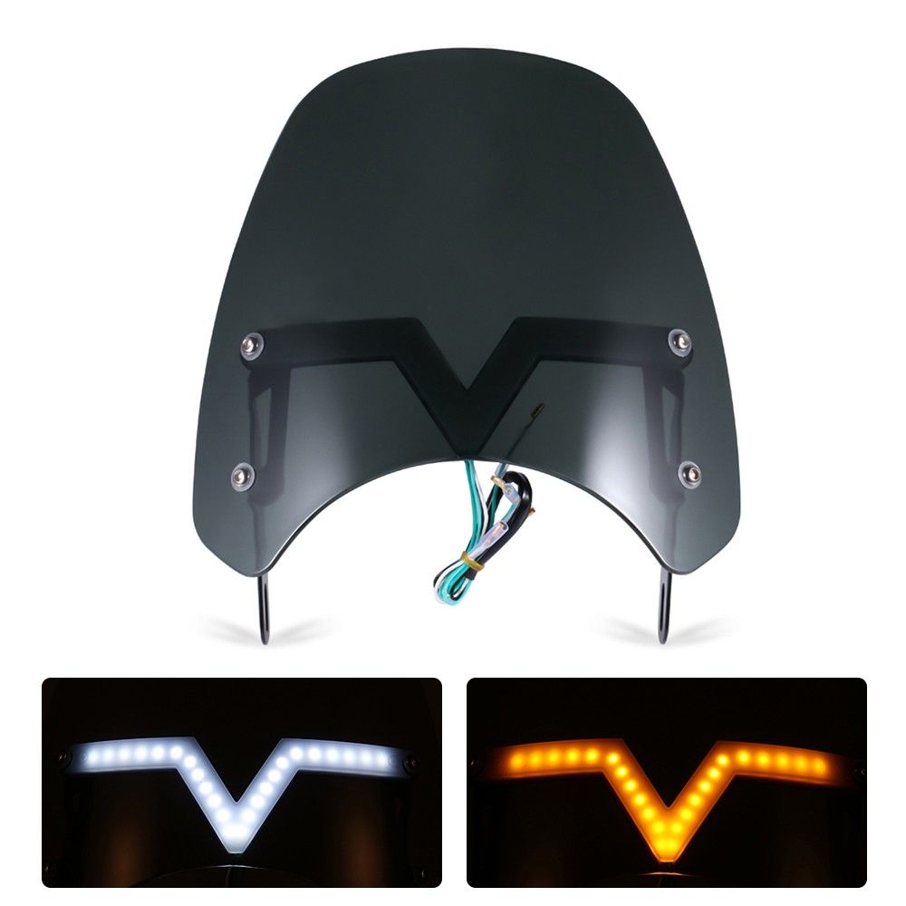 Universal Motorcycle Windshield Windscreen With DRL Turn