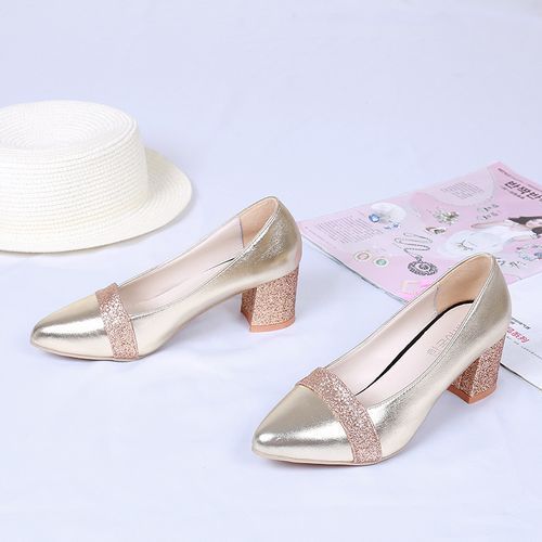 Women Shoes High Heel Women Pumps-Gold