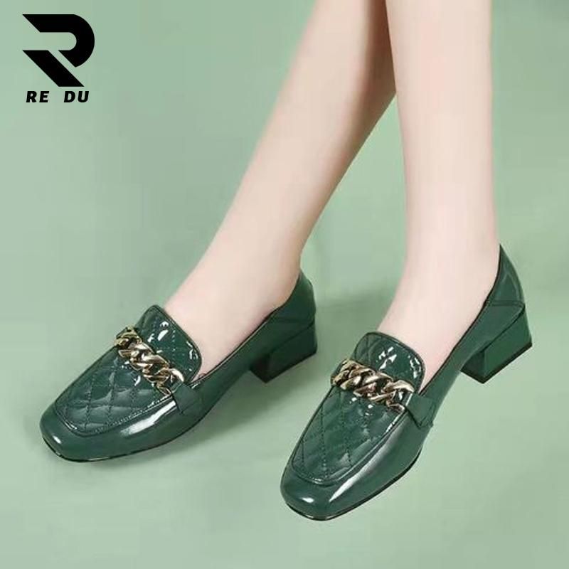 Women's Shoes Pumps Slip-on Shoes Heels Office Ladies Footwear-Green
