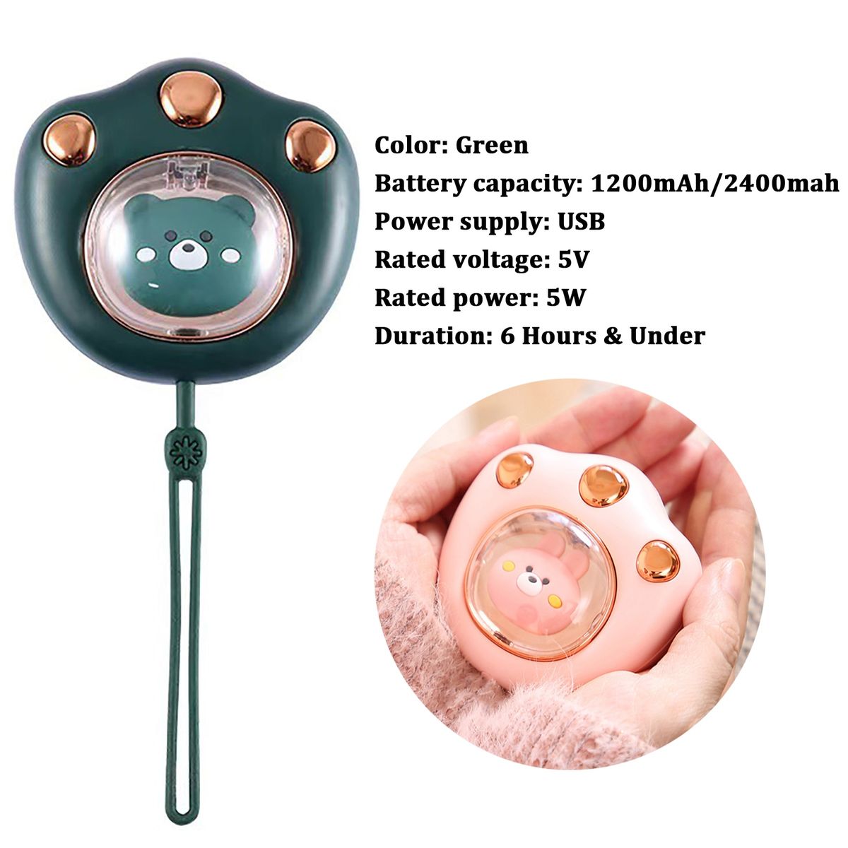 Mini Cute Cat Claw Shaped Hand Warmer USB Rechargeable