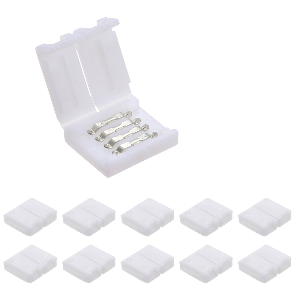 10 Pack White 4 Pins RGB LED Strip Connector Quick Splitter