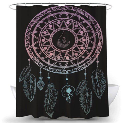 Black Dreamcatcher Shower Curtain TYPE 7 100 X 180 Cm