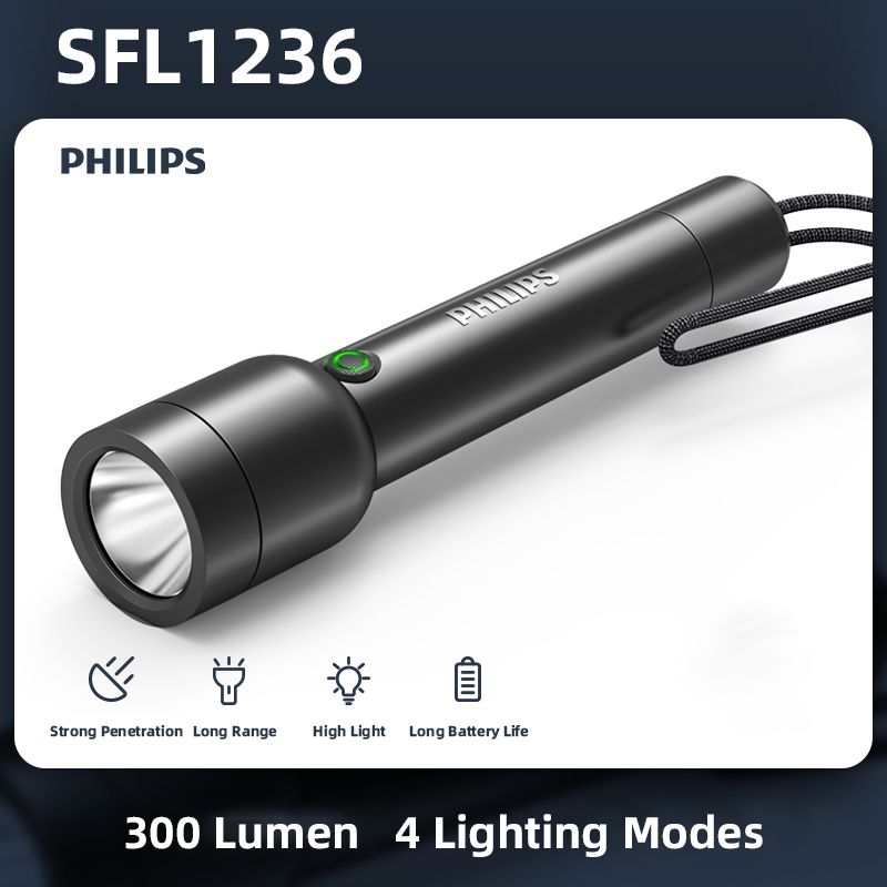 Philips SFL1236 LED Flashlight With USB Charging 18650