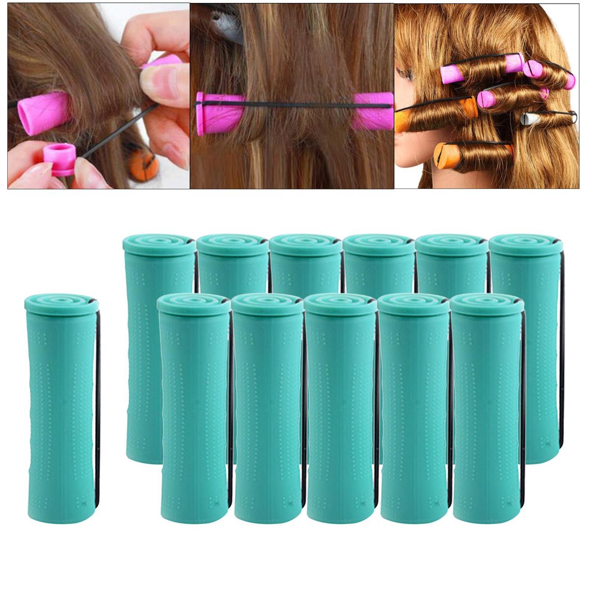 Cold Wave Perm Rods Curling Hair Curly Wavy Rod W/ Rubber 12Pcs 2.5cm