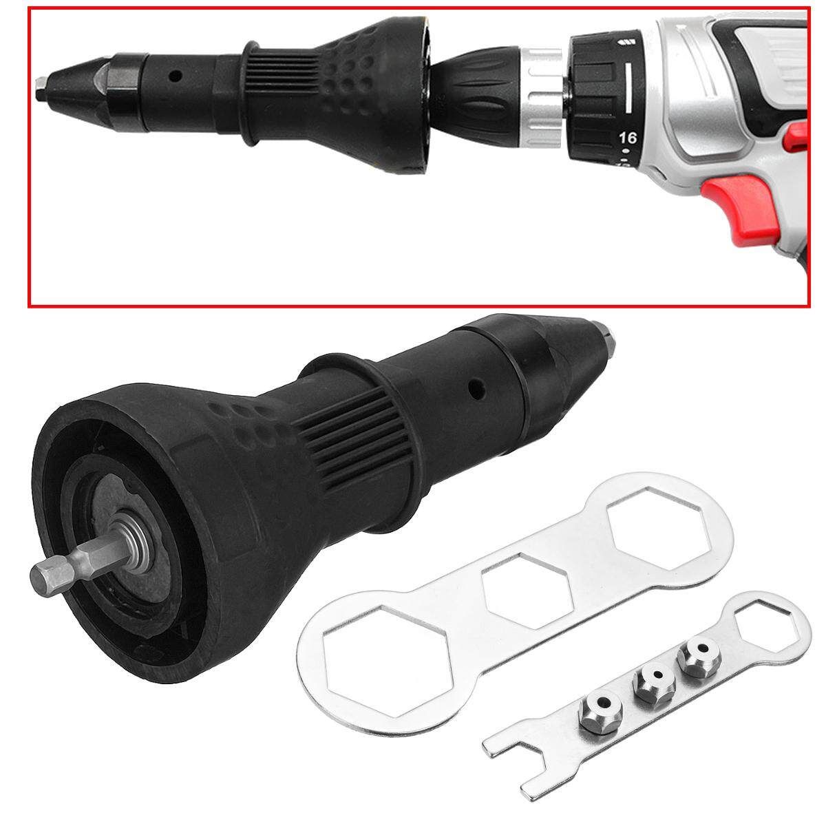 Black Electric Rivet Nut Riveter Tool Cordless Drill Adaptateu