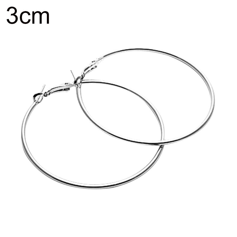 1Pair Women Big Circle Charm Statement Hoop Earrings-