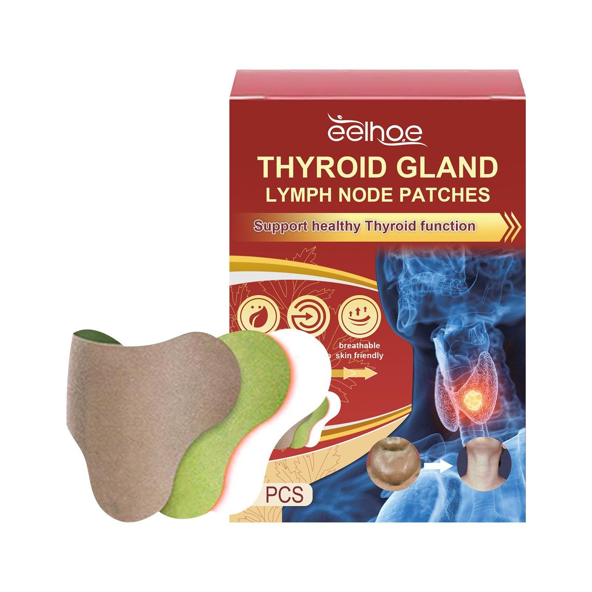 EELHOE 7Pcs Lymphatic Detox Patches Neck/Armpit Anti-Swelling Patch Pads