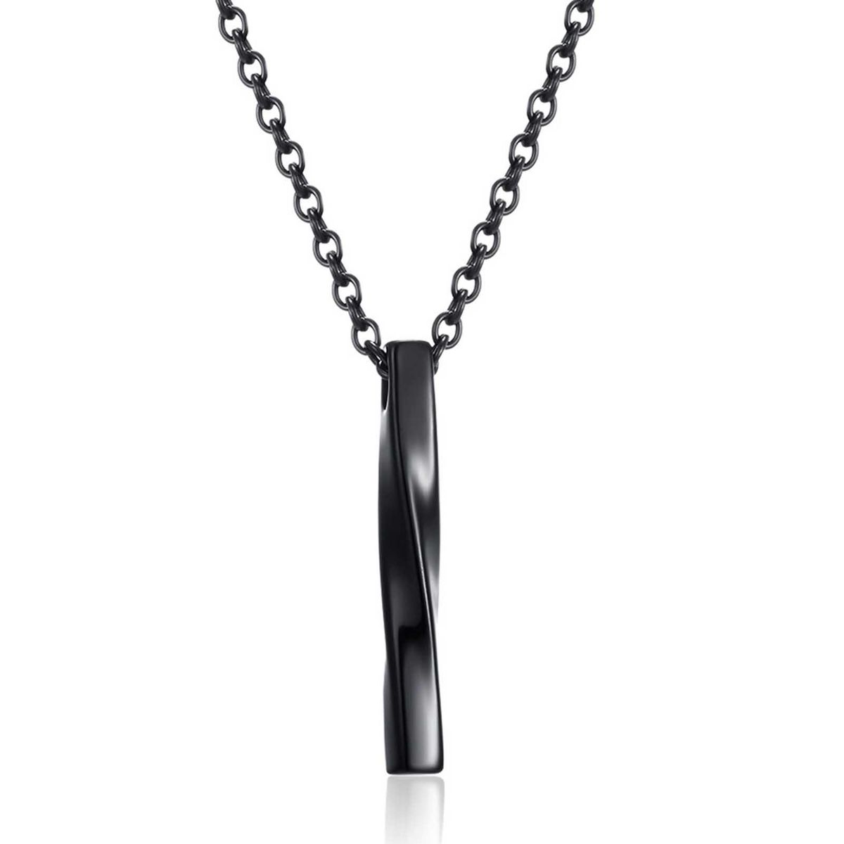 Men Necklace Rectangle Spiral Jewelry Hip Hop Style-Black