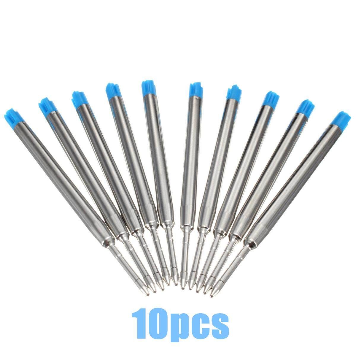 10X Blue Ballpoint Pen Refills Fine Point Medium Standard For Parker Style Ink