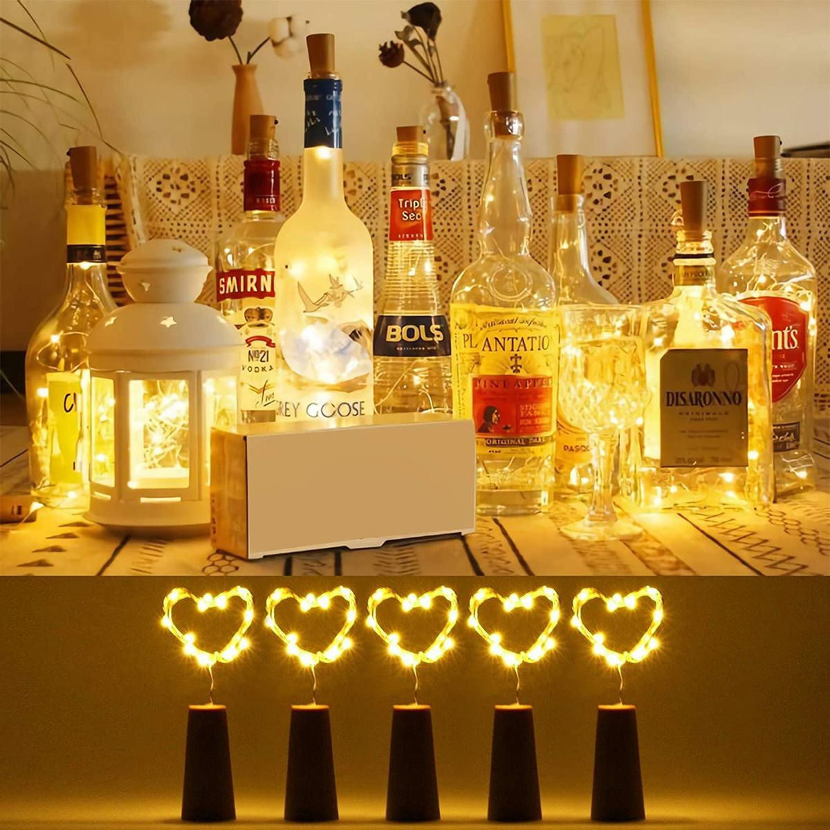 6Pcs 3Pcs/Lot Wine Bottle Lights With Cork DIY LED Lighting Strings Strip Light  For Gard Party Wedding Christmas Halloween--white--6 Pcs