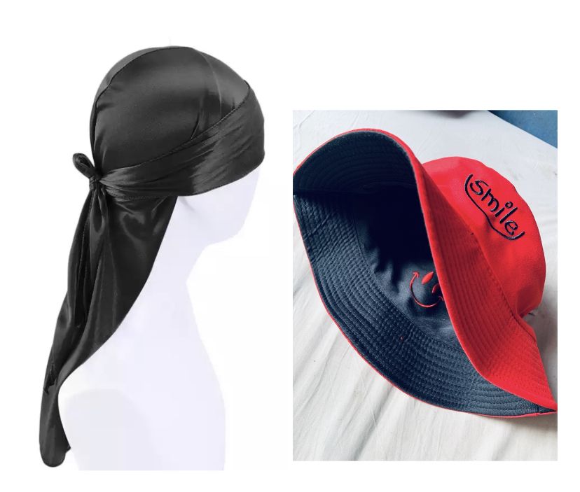 2 In1 UNISEX DURAG With Reversible Bucket Hat