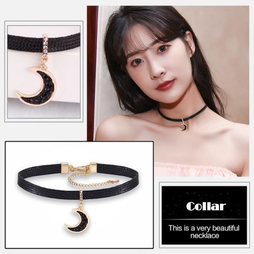 Ladies Necklace Black Neckband Clavicle Chain Women's Personality Choker G