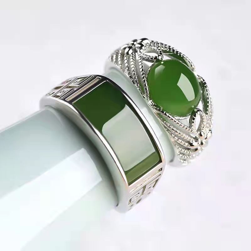 2Pcs/Set  Couple Emerald Rings For Best Friends Lovers Valentines