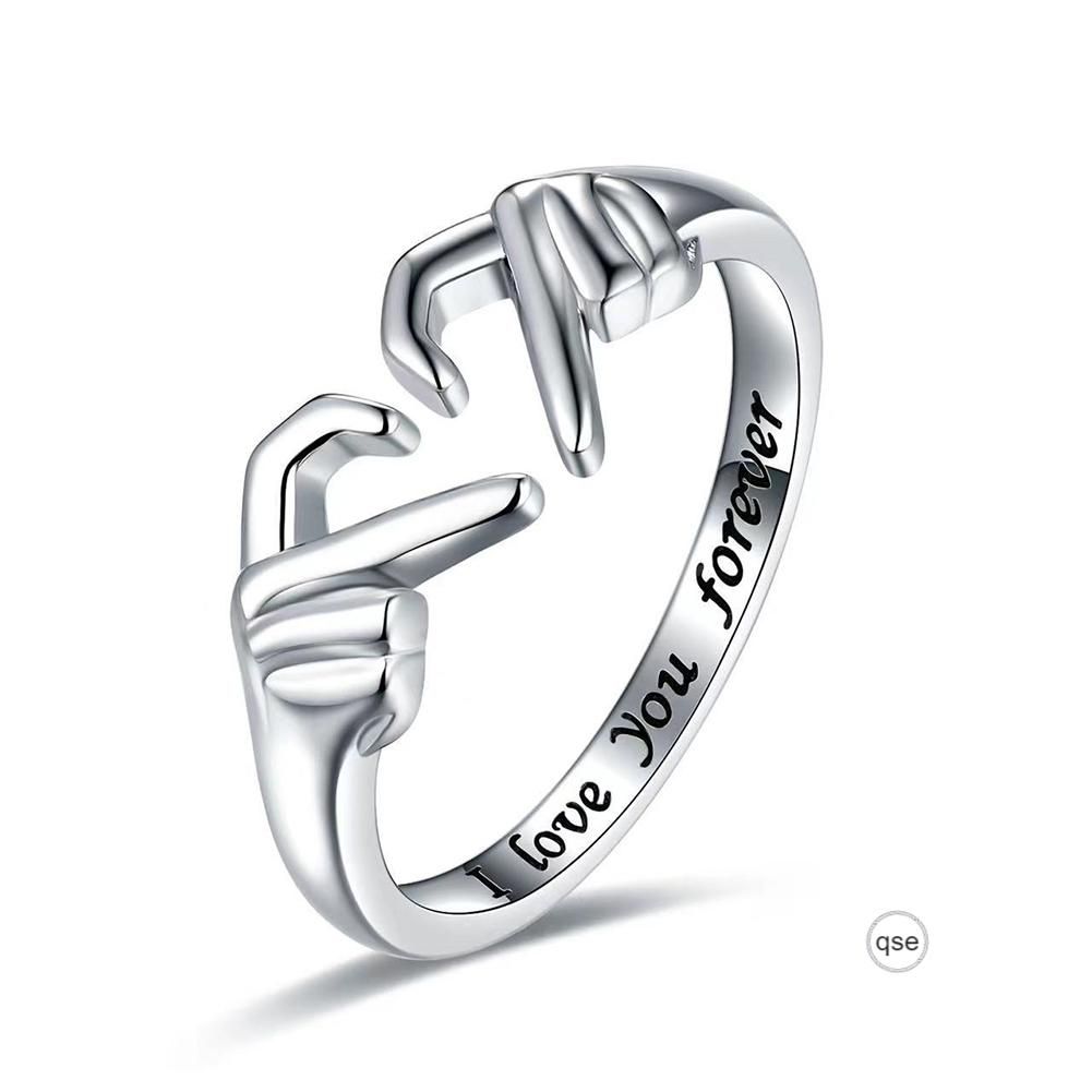 Romantic Hand Finger Heart Rings I Love You-Forever Carved