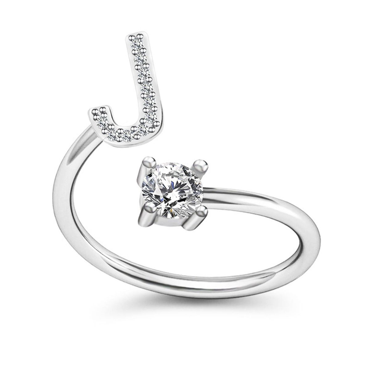 Adjustable A to Z Alphabet Open Ring Couple Wedding Band