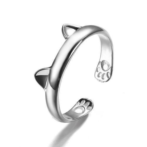 Women's Cat Ear Tail Ring Fashion Cute Animal Shape Adjustable Opening Rings