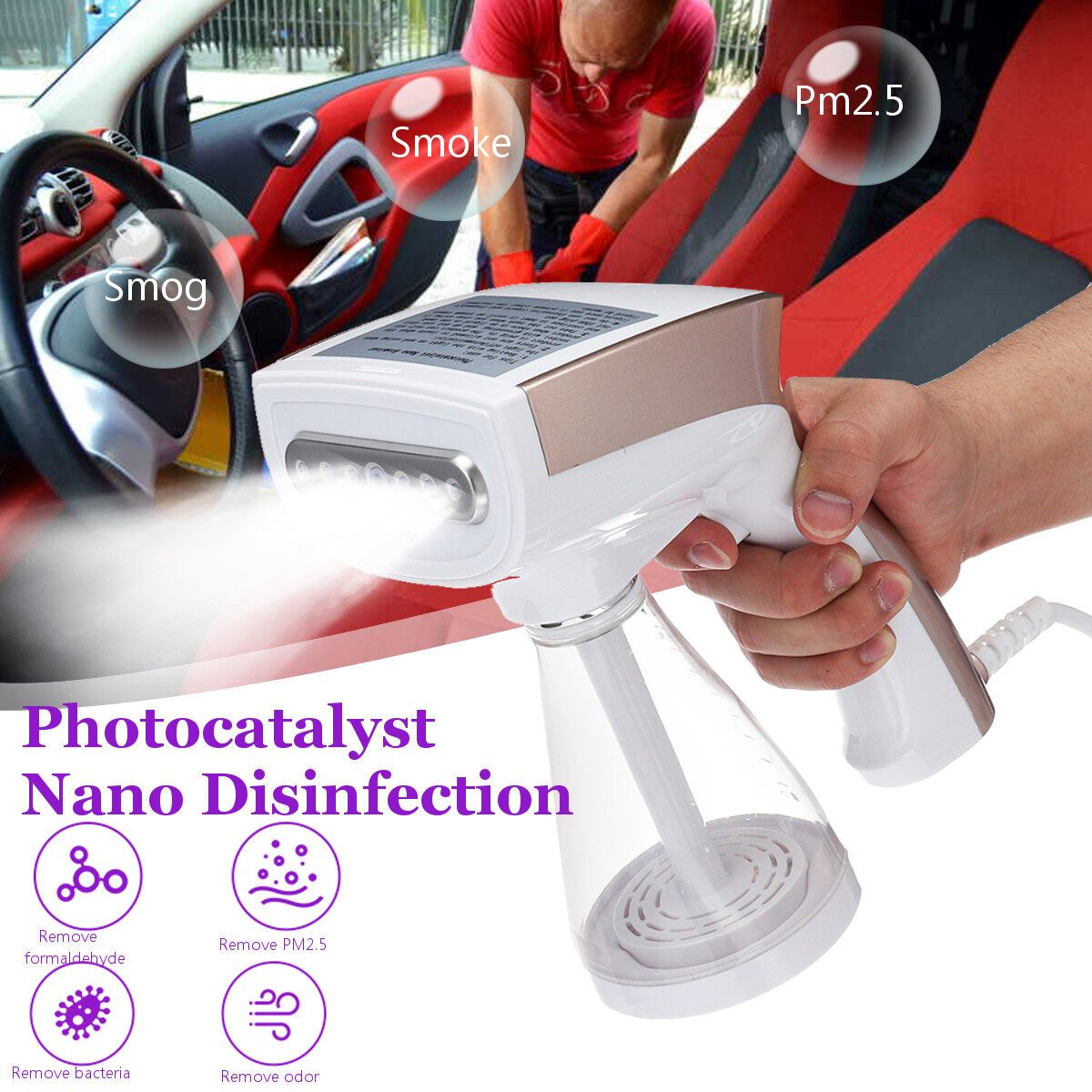 1200W Handheld Household Sprayer Touch Control Machine Disinfection Nano Steamer Fogging Spray Cleaning Tool Gold