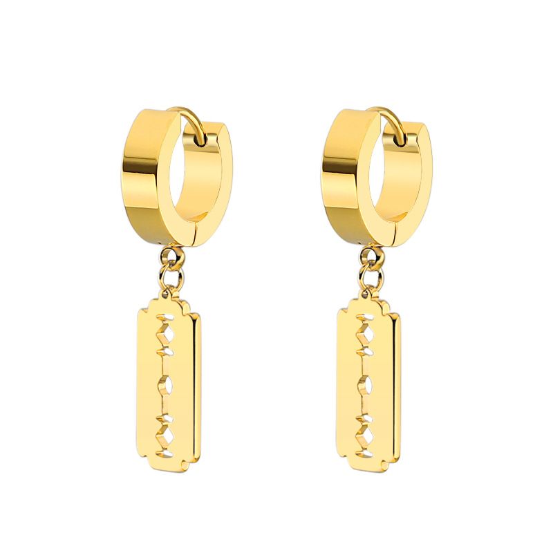 1Pair Creative Blade Pendant Stainless Steel Earrings For Women/Men Painless