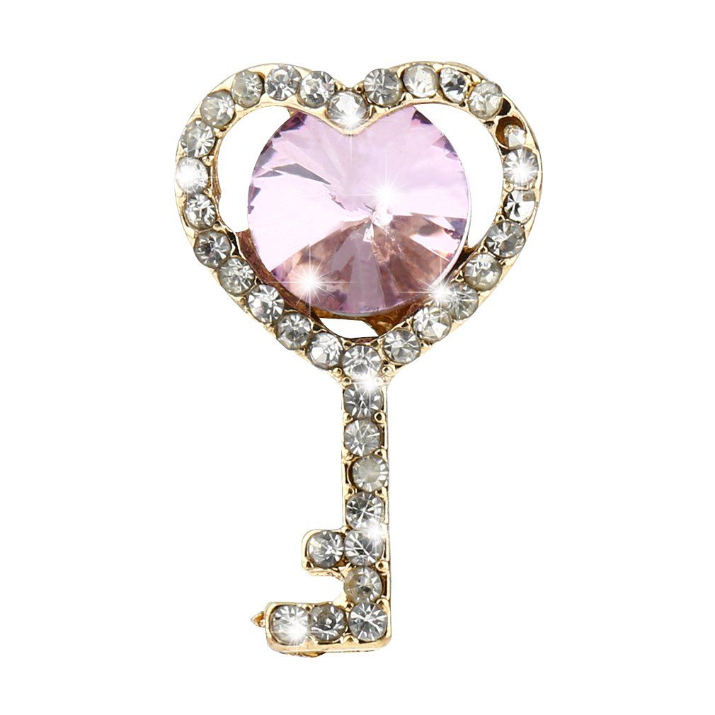 New European Style Fashion Jewelry Key-shaped Rhinestone Studs Earrings-silver+purple
