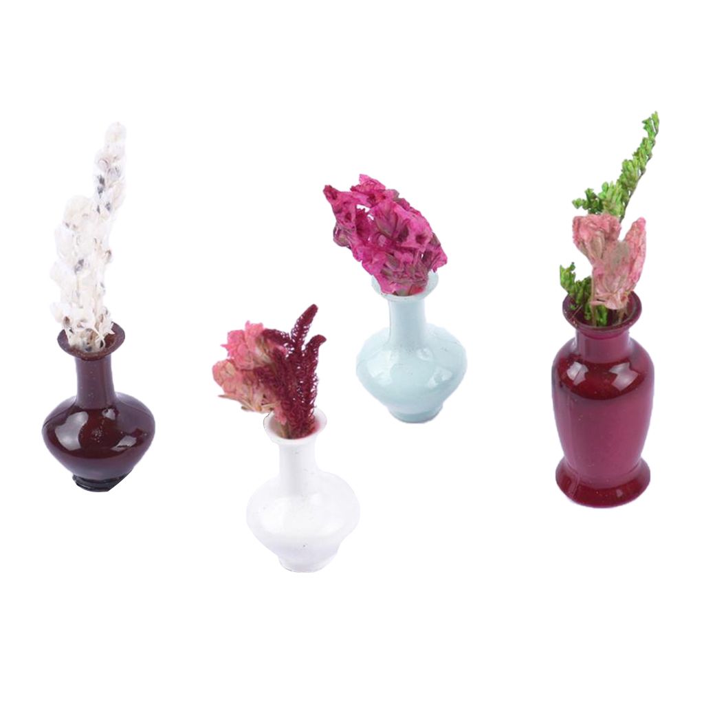 4Pcs Creative Miniature Vase Mini Vase Model 1/25 Dollhouse Accessory