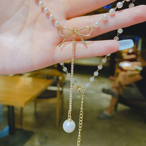 Pearl Crystal Butterfly Women's Fashion Necklace