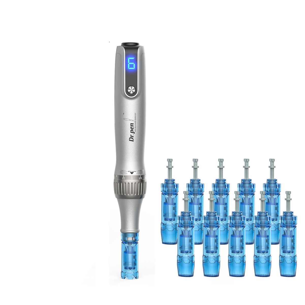Electric Derma Pen Skin Care Tool Mesotherapy Auto Micro Derma Therapy With Cartridges 18pins *2 + 24pins *2 + 36pins *2 + 42pins *2 + Nano-R *2